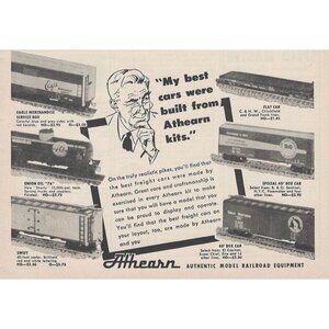 Athearn Authentic Model Railroad Equipment Vintage Print Ad 1954 Original